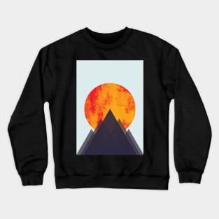 Minimalist Abstract Geometric Sunset at the Mountains Graphic Art Crewneck Sweatshirt